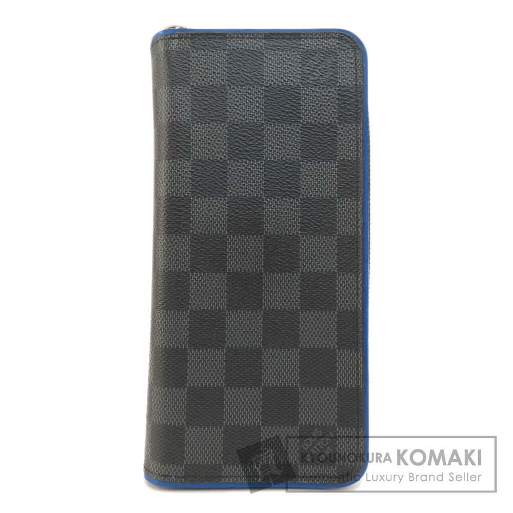 Louis Vuitton Zippy Wallet Vertical Damier Graphite Black Long Wallet Canvas